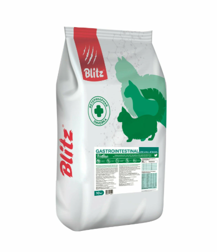Blitz Vetline Gastrointestinal, Сухой корм для кошек 10 кг + ПОДАРОК Контейнер для корма 36 л