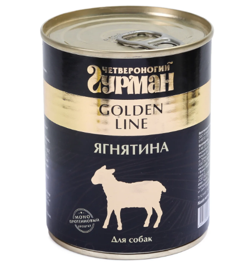 Корм для собак Четвероногий Гурман Golden Ягнятина натуральная в желе 340 гр.