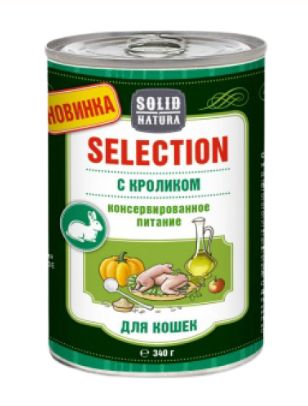Solid Natura Selection с кроликом влажный корм для кошек жестяная банка 0,34 кг