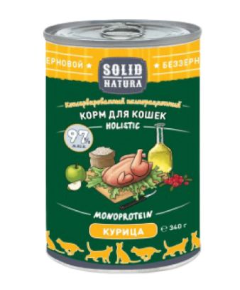 Solid Natura Holistic Курица влажный корм для кошек жестяная банка 0,34 кг