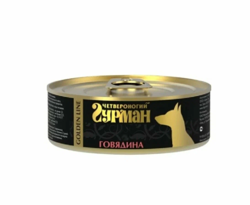 Корм для собак Четвероногий Гурман Golden Говядина натуральная в желе 100 гр.