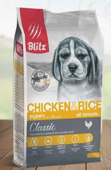 BLITZ Classic, Сухой корм для щенков Курица и рис, 2 кг