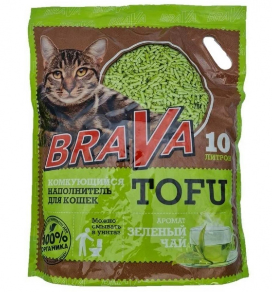 Наполнитель BraVa Tofu Original растительный комкующийся 10л