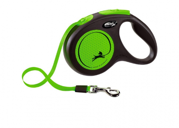Рулетка Neon M ремень 5 м до 25 кг зеленый Flexi