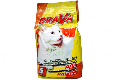 Наполнитель BraVa комкующийся для длинношерстных кошек 5 л.