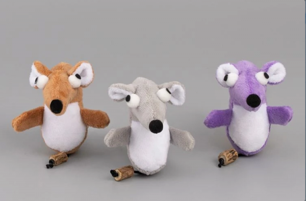 Игрушка для кошек мягкая Мышка 13/8см, микс