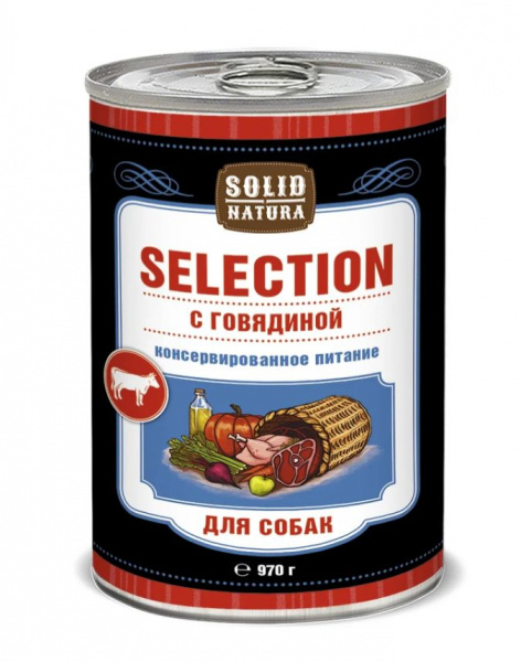 Solid Natura Selection Говядина влажный корм для собак ж/б 0,97 кг.