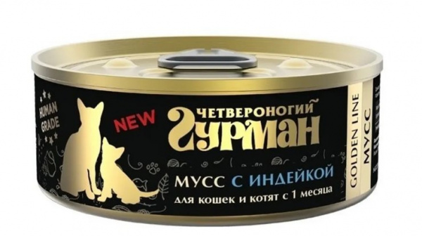 Корм для кошек и котят Golden Мусс с индейкой, 100 г