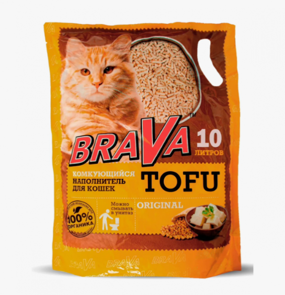 Наполнитель BraVa Tofu Original растительный комкующийся 10л