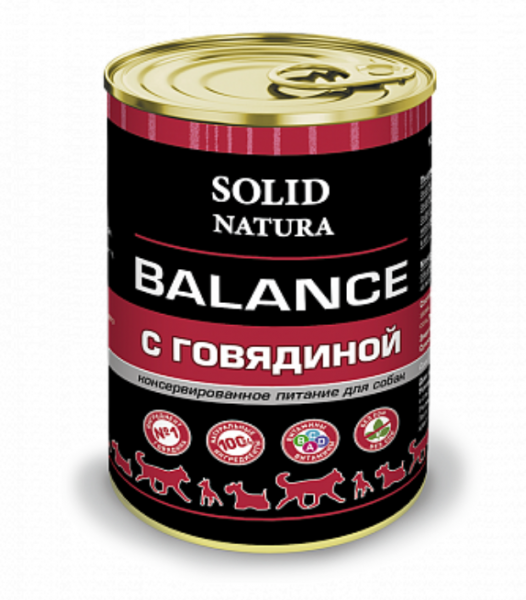 Solid Natura Balance Говядина влажный корм для собак ж/б 0,34 кг.
