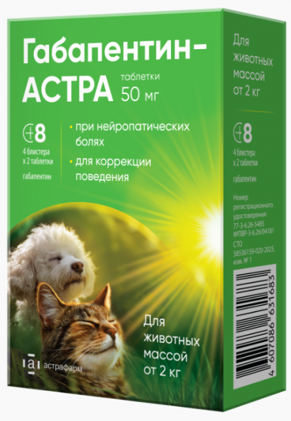 Габапентин-АСТРА таблетки 50 мг (4 блистера по 2 таб.)