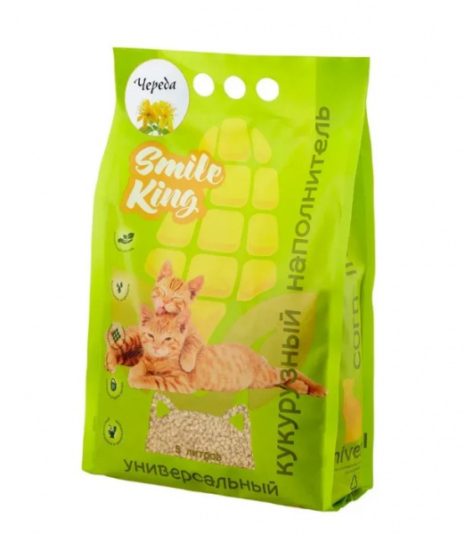 Smile King Универсальный кукурузный наполнитель с ароматом череды 3кг