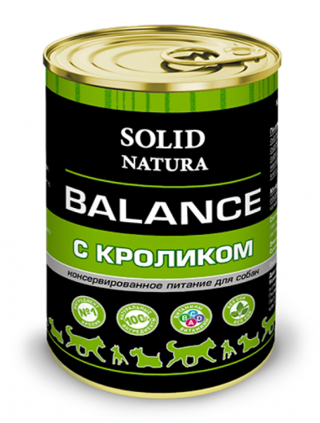 Solid Natura Balance Кролик влажный корм для собак ж/б 0,34 кг.