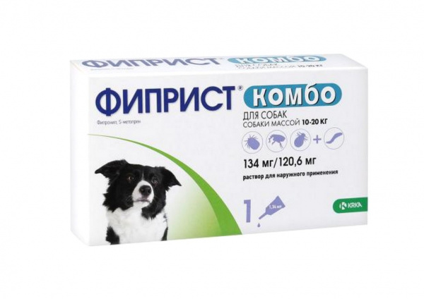 Фиприст Комбо для собак 10-20 кг, капли на холку, 1,34 мл, № 1