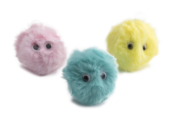 Игрушка д/кошек Шарик d=6см меховой поющий, микс