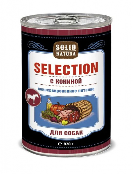 Solid Natura Selection Конина влажный корм для собак ж/б 0,97 кг.