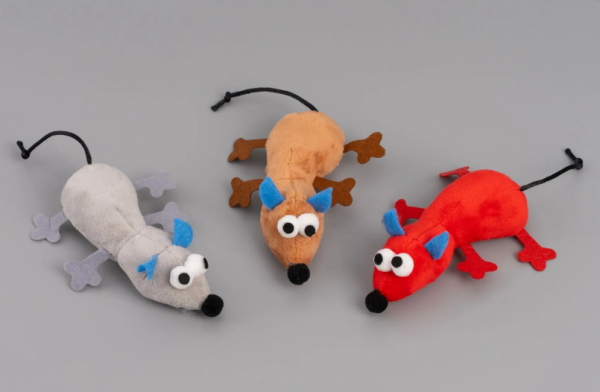 Игрушка для кошек мягкая Мышка 19/13см, микс