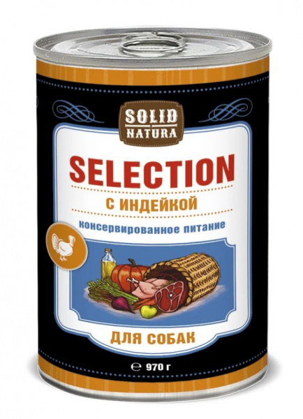Solid Natura Selection Индейка влажный корм для собак ж/б 0,97 кг.