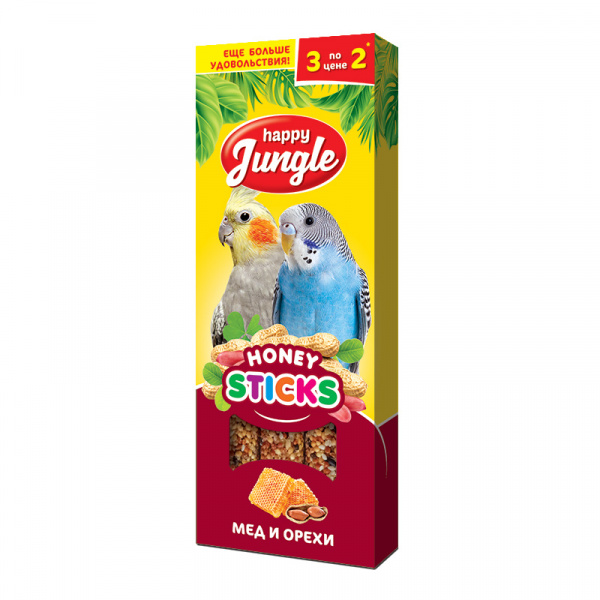 НJ Палочки для птиц  мед и орехи, 3 шт 90г
