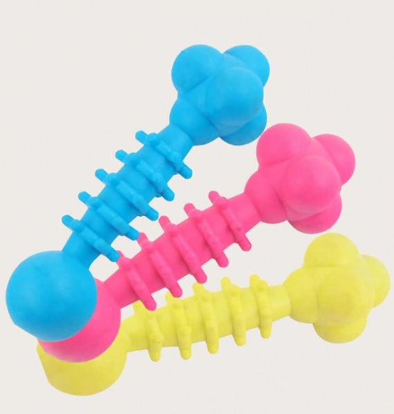 Игрушка для собак Гантель-Косточка 16х4.5см с колокольчиком, микс