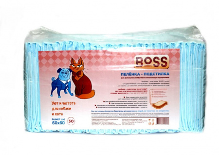 Подстилка BOSS впитывающая одноразовая для животн 60*60 /30шт/ (8уп./кор.)