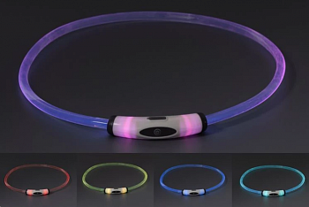 Ошейник светящийся LED RGB, обхват шеи до 70см, 22реж, USB-Type-C, влагостойкий, изменяемой длины