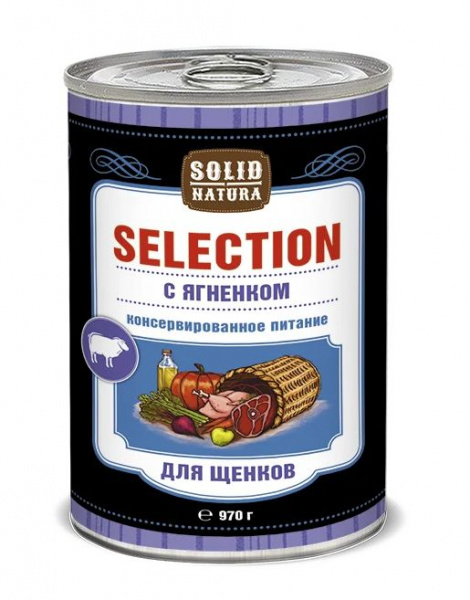 Solid Natura Selection Ягненок влажный корм для щенков ж/б 0,97 кг.