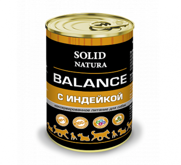Solid Natura Balance Индейка влажный корм для собак ж/б 0,34 кг.