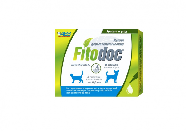 Fitodoc, капли дерматологические для мелких пород собак и кошек, 0,6 мл, 4 пип.