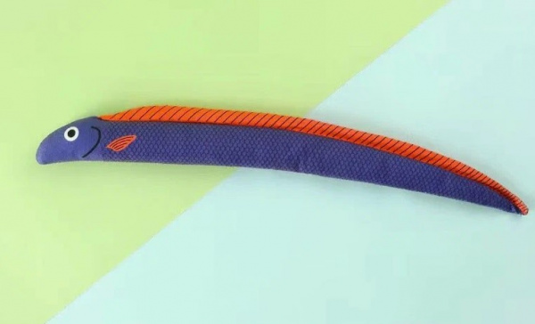 Игрушка для собак мягкая Рыба 39х4.5х3см, плавники шуршат, микс