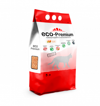 Наполнитель Комкующийся ECO-Premium Персик, 5 л.