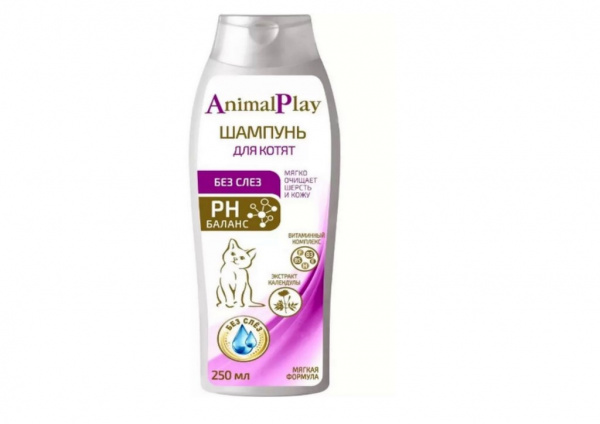 Animal Play Шампунь для котят без слез витамины экстракт календулы 250 мл