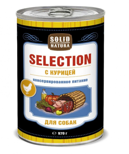 Solid Natura Selection Курица влажный корм для собак ж/б 0,97 кг.