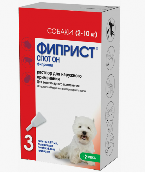 Фиприст Спот Он для собак 2-10 кг, 0,67 мл, №1