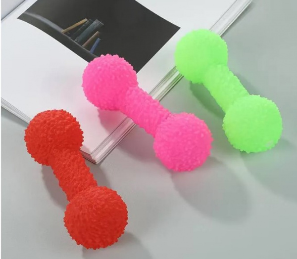 Игрушка-пищалка для собак Гантель 16х5.5см, микс