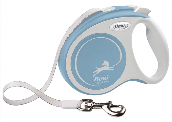 Рулетка Comfort Plus S ремень 5 м до 15 кг светло синий Flexi