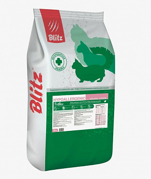 Blitz Vetline Hypoallergenic, Сухой корм для кошек 10 кг + ПОДАРОК Контейнер для корма 36 л
