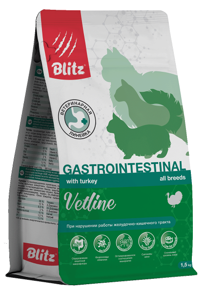 Blitz Vetline Gastrointestinal, Сухой корм для кошек 0,4 кг