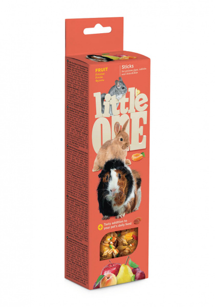 Little One Палочки для морских свинок, кроликов и шиншилл с фруктами, 2х60 г