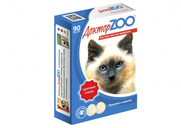Доктор ZOO для кошек Здоровая кошка с морскими водорослями, таблетки, № 90