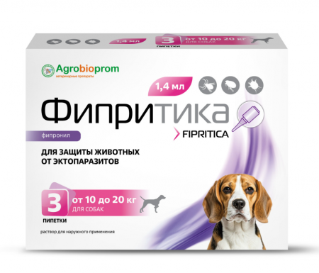 ПЧЕЛОДАР Фипритика, раствор для наружного применения для собак от 10 до 20 кг, 3 шт 