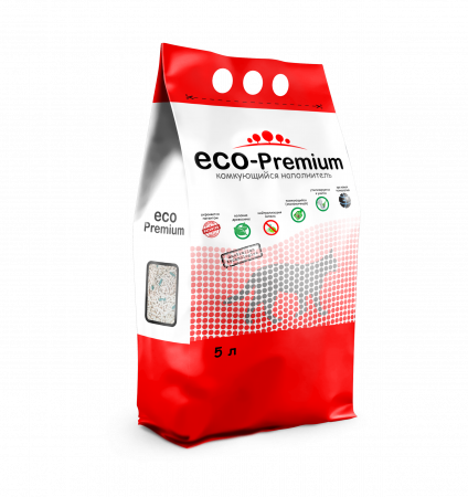 Наполнитель Комкующийся ECO-Premium GREEN, 5 л.