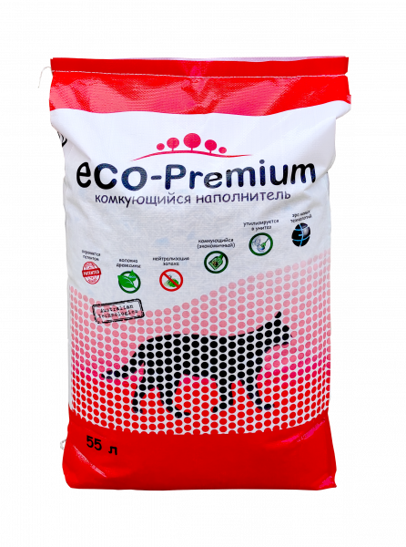 Наполнитель Комкующийся ECO-Premium GREEN, 55 л.