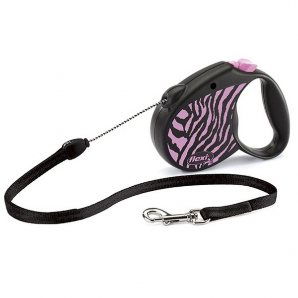 Рулетка Safari cord S трос 5 м 12 кг зебра Flexi